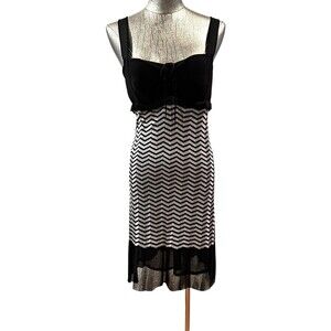Marciano Chevron Print Knit Dress Black Grey Medium